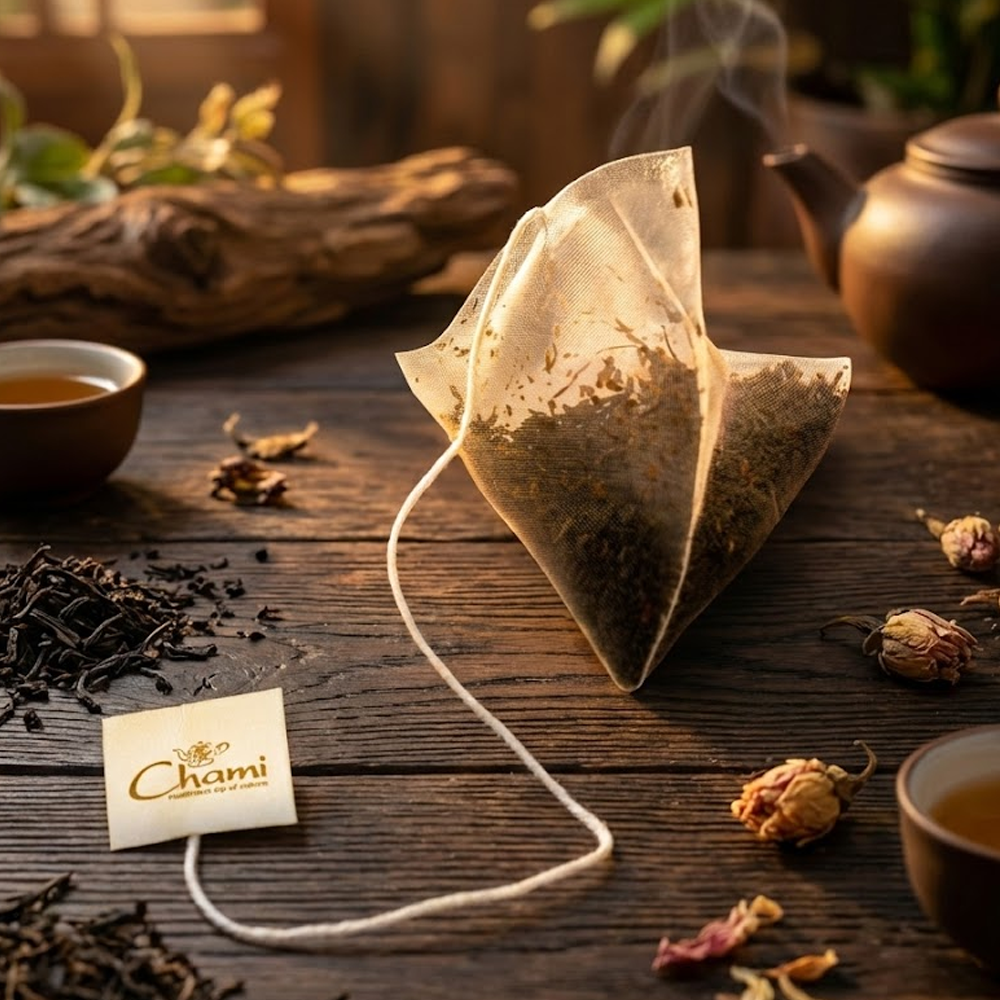 Pyramid String and Tag Tea Bag